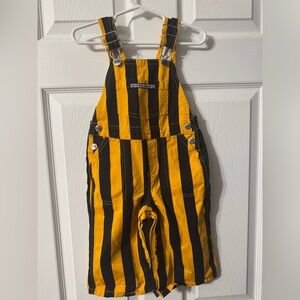 Striped Yellow and Black Kids Overalls
